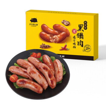 京东跑山猪 黑猪肉纯肉烤肠 400g *3件