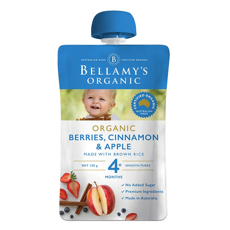 BELLAMY'S 贝拉米 婴幼儿辅食 浆果肉桂苹果泥120g *4件
