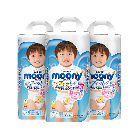 moony 尤妮佳 男婴用拉拉裤 XL38片*3包