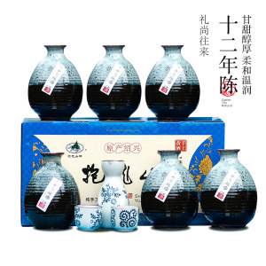 抱龙山牌 十二年陈 善酿雕王 手工冬酿半甜花雕酒 500mL*6瓶