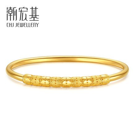CHJ JEWELLERY 潮宏基 流金岁月 SDG30003481 女款足金开口手镯 11.9g