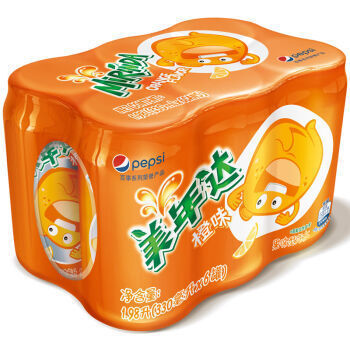 美年达 橙味碳酸汽水 330ml*6罐