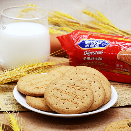 限地区：麦维他 全麦粗粮代餐消化饼干 250g *7件