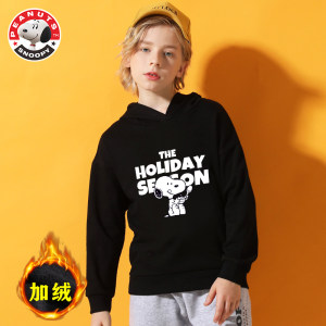 史努比 男女款卡通印花 加绒连帽卫衣