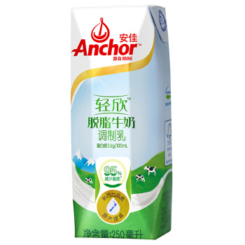 88VIP：Anchor 安佳 成人脱脂纯牛奶 250ml*24盒