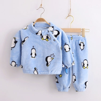 卡通泰迪 儿童法兰绒居家服套装