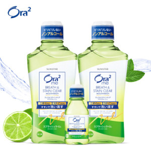 Ora2 皓乐齿 清新口气去牙渍漱口水套装 (爽口青柠460ml*2+随机口味80ml) *4件