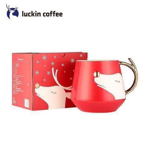luckin coffee 瑞幸咖啡 圣诞限定款 白唇鹿陶瓷马克杯