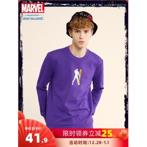 真维斯 漫威联名款 男士圆领加绒印花长袖卫衣