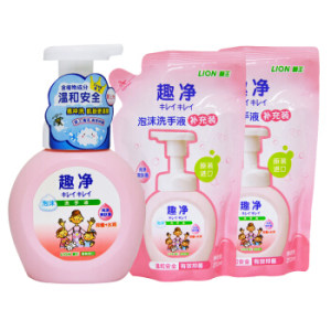 LION 狮王 趣净泡沫洗手液 1瓶+2袋装 爽肤香型 (250ml+200ml*2) *3件