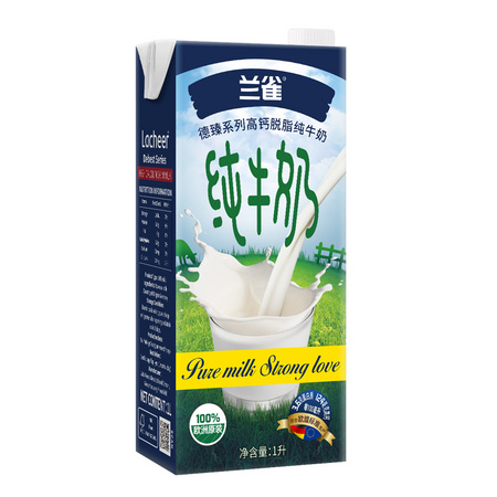 Lacheer 兰雀 德臻3.6g原生蛋白脱脂纯牛奶 1L *10件