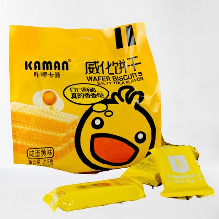 咔啰卡曼 咸蛋黄味威化饼干 215g *2件