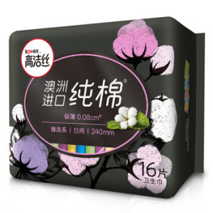 kotex 高洁丝 臻选 纯棉极薄 日用卫生巾 240mm 16片 *2件 +凑单品
