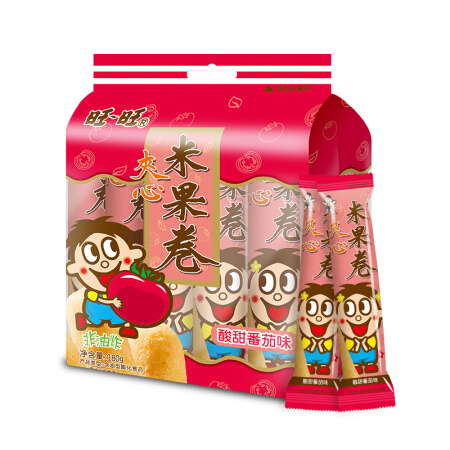旺旺 夹心米果卷 番茄味 约20小包 180g *2件