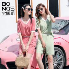 白菜！宝娜斯 夏季冰丝睡衣可外穿家居服套装