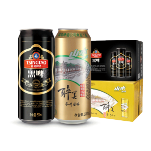 青岛啤酒 金奖款 黑啤500ml*12听+山水系列500ml*12听 118.9元包邮