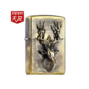 美国原机进口 Zippo 20春季新款 铜盔甲一鹿有你立体浮雕 16孔防风打火机 268元狂暑价 直降45元