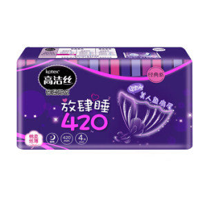 kotex 高洁丝 放肆睡 棉柔丝薄系列 亲亲棉夜用卫生巾 420mm 4片 *21件