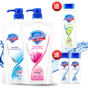 12点开始： Safeguard 舒肤佳 沐浴露套装（纯白清香720ml+芦荟水润720ml送青瓜清爽400ml+纯白100ml*2+洗手液75ml*2）
