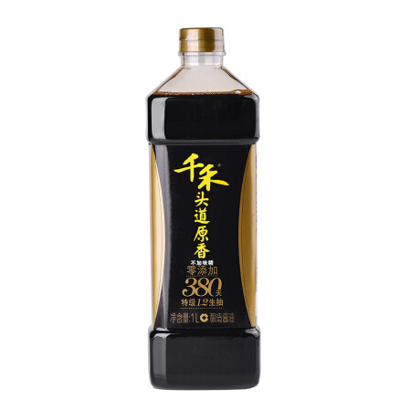 88VIP：千禾 零添加御藏本酿 380天特级生抽酱油 1L *5件