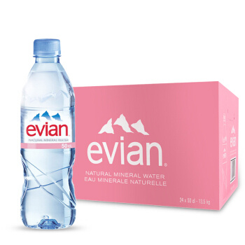 聚划算百亿补贴：evian 依云 天然矿泉水高端弱碱性水源整箱 500ml*24瓶