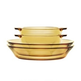 CORNINGWARE 康宁器皿 琥珀玻璃碗盘餐具（双耳碗*2 深盘*2）