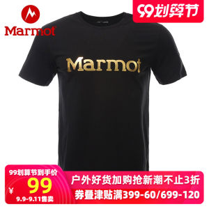 土拨鼠 Marmot 20夏季新款 棉氨针织面料 男休闲T恤 胸口烫金Logo