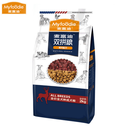 Myfoodie 麦富迪 通用成犬狗粮 鹿肉双拼 2kg