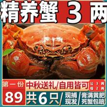 白菜！馋当然 现捞现发鲜活大闸蟹 6只（公3两母2两）