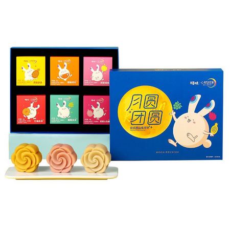 88VIP：百草味 桃山皮水果月饼礼盒 360/6只 *3件