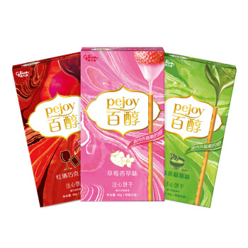 glico 格力高 百醇注心巧克力饼干棒 抹茶草莓红酒 48g*3盒 *2件