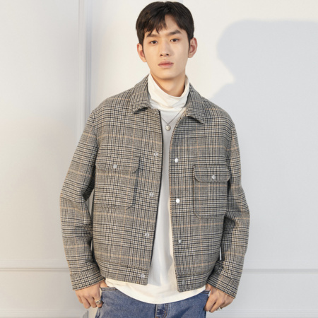 PEACEBIRD MEN 太平鸟 BWBCA4206 羊毛混纺工装夹克