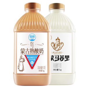 蒙古特产 兰格格 草原酪酸奶+炭烧熟酸奶 2斤*2瓶