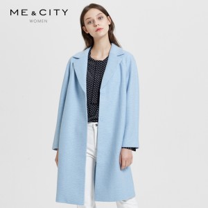 Mecity 女羊毛针织廓形呢大衣 60%羊毛含量 119.9元包邮