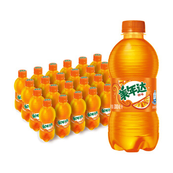 限地区、京东PLUS会员： 美年达可乐 Mirinda 橙味汽水 碳酸饮料整箱 300ml*24瓶 *3件