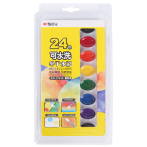 M&G 晨光 APL97619 可水洗半干水彩颜料 24色(内赠画笔1支) *9件