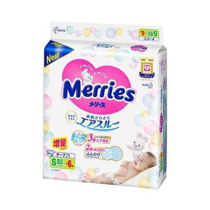 88VIP：花王 Merries 妙而舒 婴儿纸尿裤 S82+6 *4件