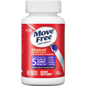 美国进口 Schiff MoveFree 舒眠氨糖软骨素 80粒 含褪黑素助睡眠