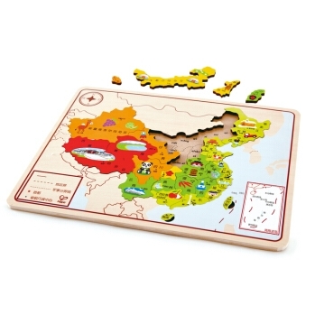 Hape 拼图玩具 E8393 乐游中国地理地图+柔性小建筑师套30颗粒套 +凑单品