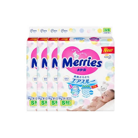88VIP：Merries 妙而舒 纸尿裤 S82片 4包装