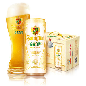 世界啤酒锦标赛银奖 青岛 全麦白啤酒 500ml*12听