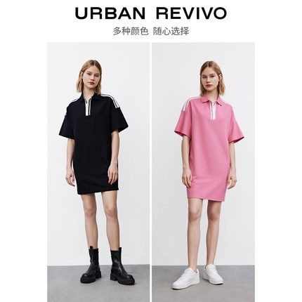 URBAN REVIVO YV14R7BN2001 女款翻领短袖连衣裙