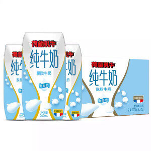 法国进口 荷兰乳牛 3.6g蛋白质 高钙脱脂牛奶 200ml*12盒 拍5件68.8元包邮