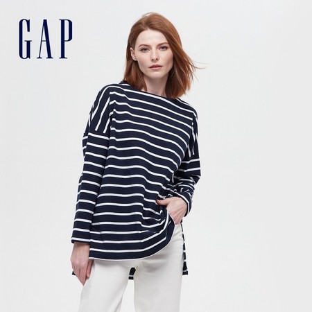 Gap 盖璞 656453-584414 女士圆领纯棉长袖T恤