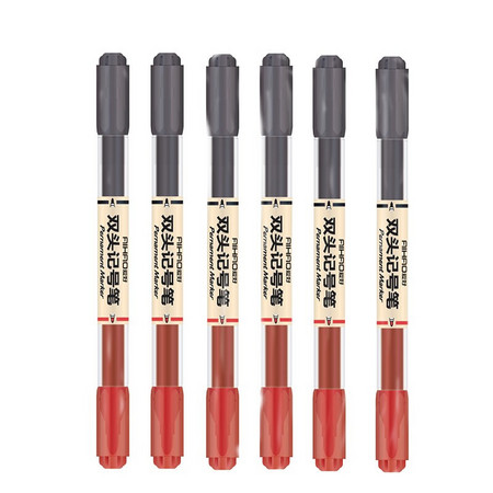 AIHAO 爱好 x94 双头记号笔 (黑+红) 12支/盒