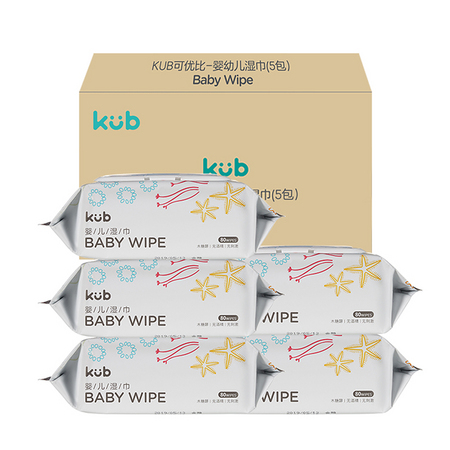 有券的上、88VIP：kub 可优比 婴儿专用手口湿巾 80抽 5包