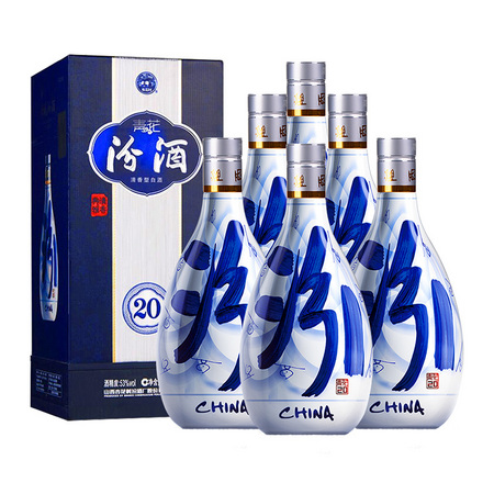 88VIP：汾酒 青花20 53%vol 清香型白酒 500ml*6瓶整