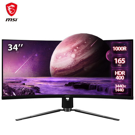 MSI 微星 MPG343CQR 34英寸显示器（ 3440*1440、165HZ、1000R）