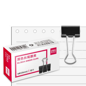 凑单品：deli 得力 9544 长尾票夹 黑色 12只装