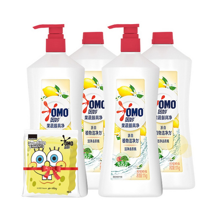 88VIP：OMO 奥妙 自然工坊 果蔬餐具净 1.1kg*4瓶